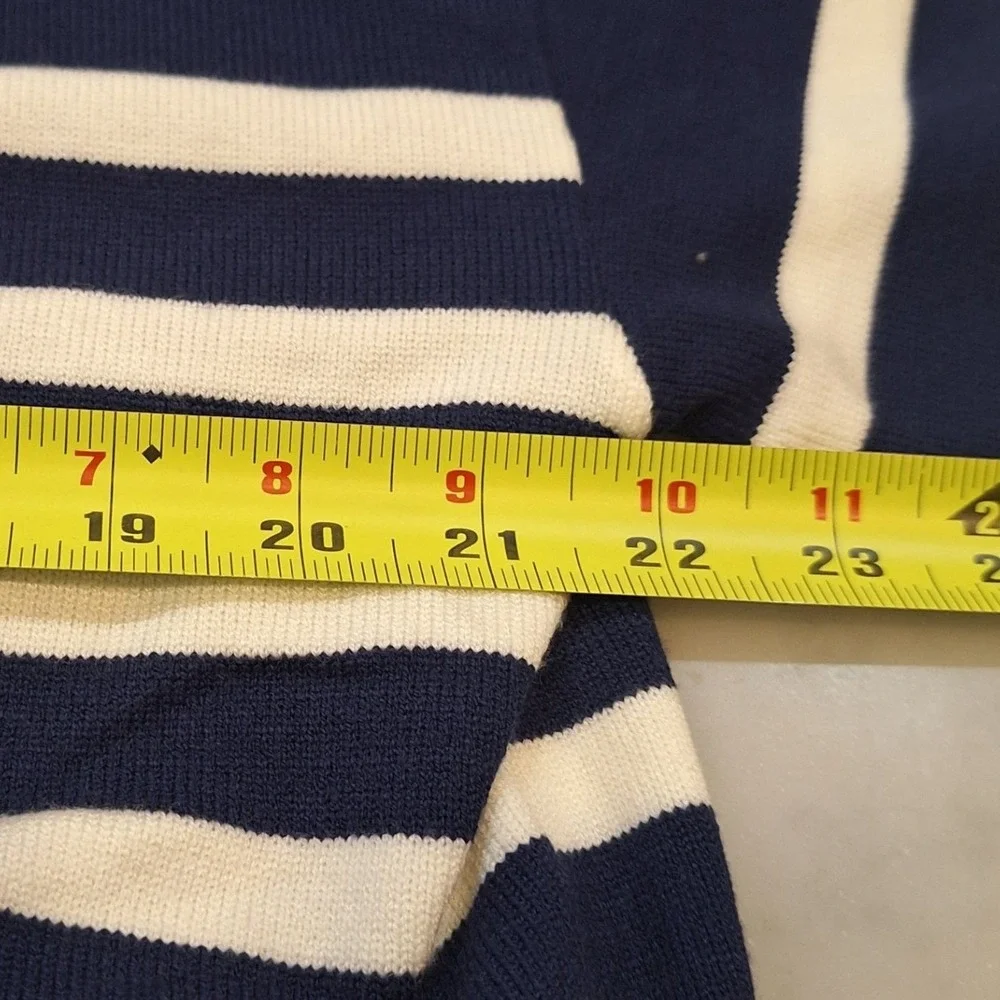 New Zaful Striped Lt Weight Wom XL Blue White Nautical Crew Neck Knit Pullover - Picture 4 of 6